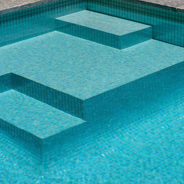 Iris Coral Glass Mosaic Pool Tile - Stone and Tile Projects