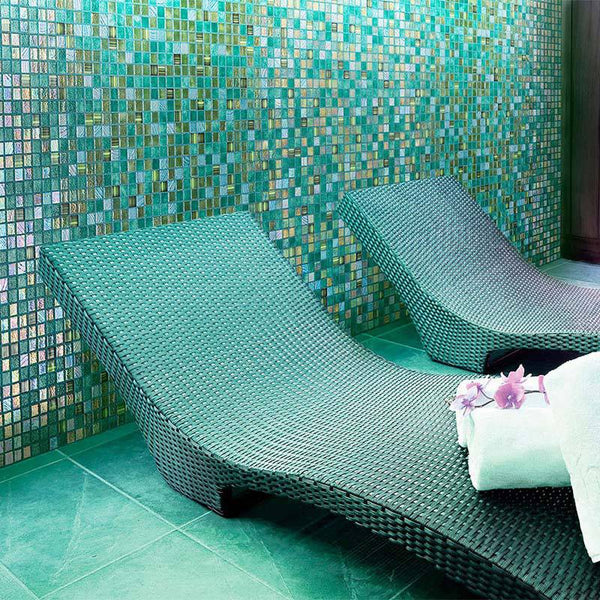 Topping Kiwi Glass Mosaic Pool Tile - Stone and Tile Projects