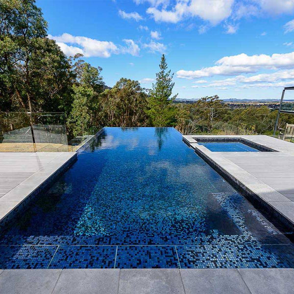 AUS Black Russian Glass Mosaic Pool Tile - Stone and Tile Projects