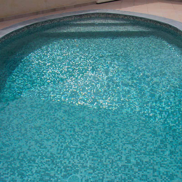 Iris Moon Glass Mosaic Pool Tile - Stone and Tile Projects