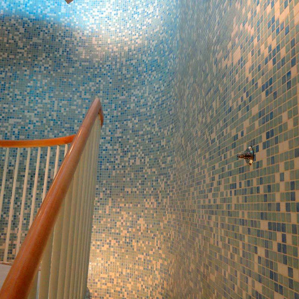 Iris Sky Blue Glass Mosaic Pool Tile - Stone and Tile Projects