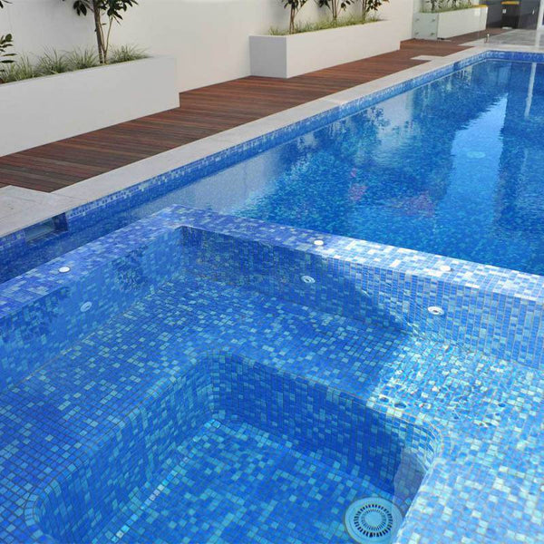 AUS Arctic Dark Glass Mosaic Pool Tile - Stone and Tile Projects