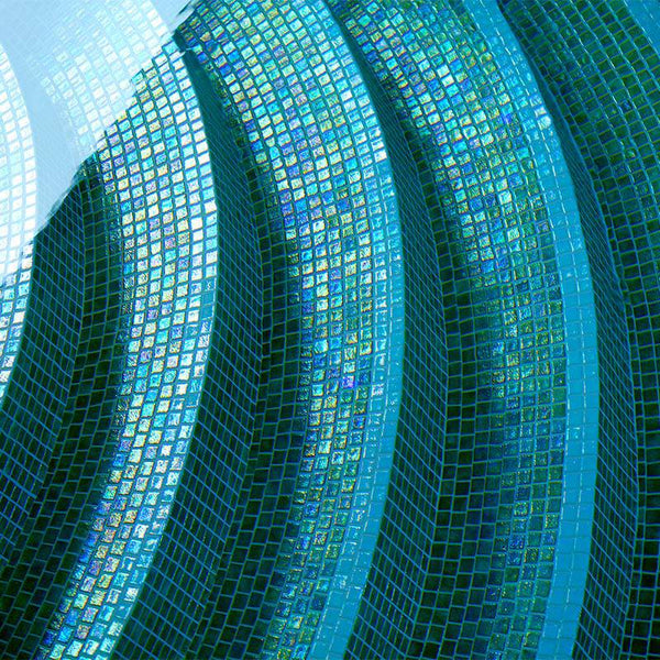 Iris Green Pearl Glass Mosaic Pool Tile - Stone and Tile Projects