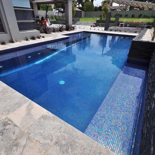 Iris Zafiro Glass Mosaic Pool Tile - Stone and Tile Projects