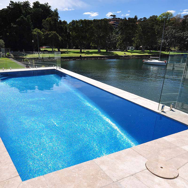 Iris Ocean Glass Mosaic Pool Tile - Stone and Tile Projects