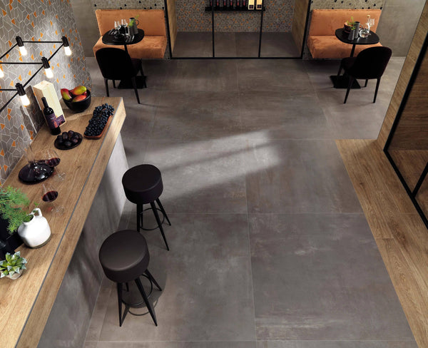 Venetian Concrete Smoke Full Bodied Italian Porcelain - Stone and Tile Projects