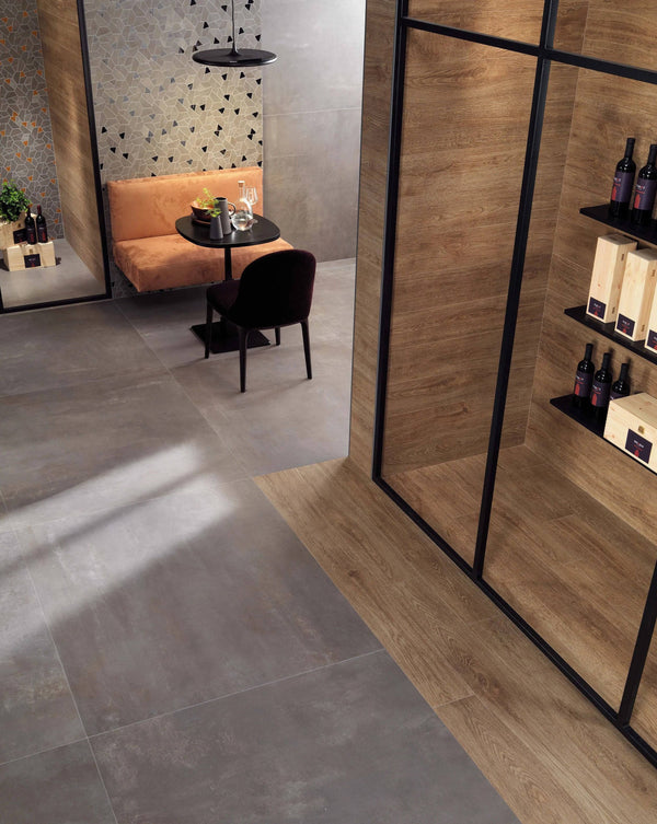 Venetian Concrete Smoke Full Bodied Italian Porcelain - Stone and Tile Projects