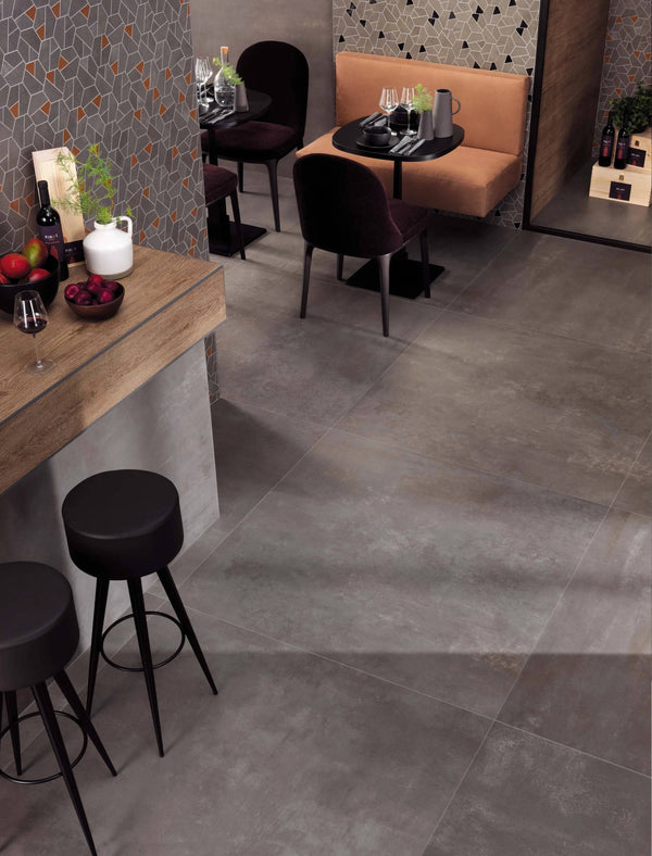 Venetian Concrete Smoke Full Bodied Italian Porcelain - Stone and Tile Projects
