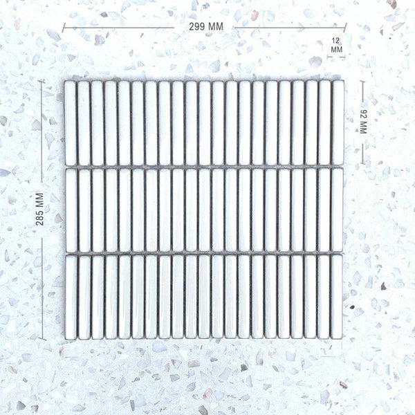 White Antique Stix Porcelain Mosaic 92x12 - Stone and Tile Projects