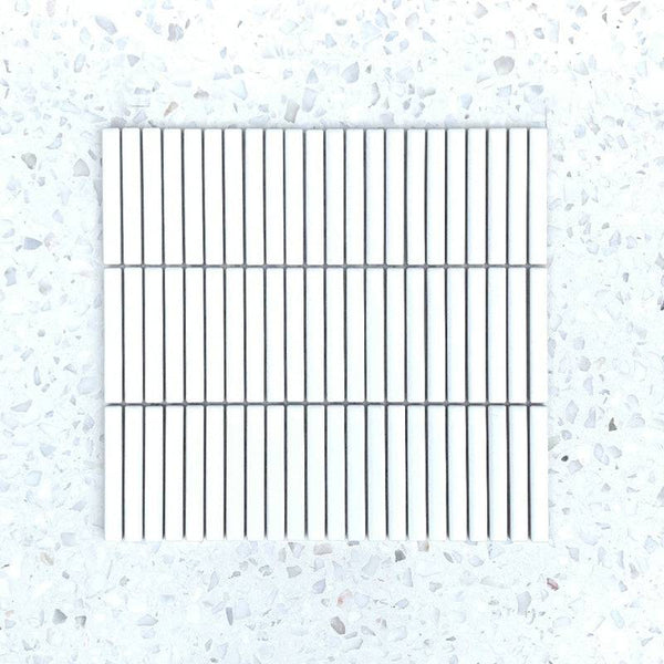 White Delux Stix Porcelain Mosaic 92x12 - Stone and Tile Projects