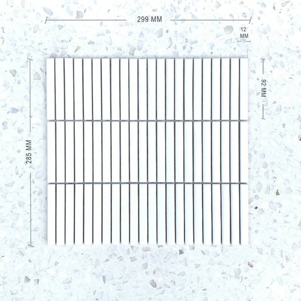 White Delux Stix Porcelain Mosaic 92x12 - Stone and Tile Projects