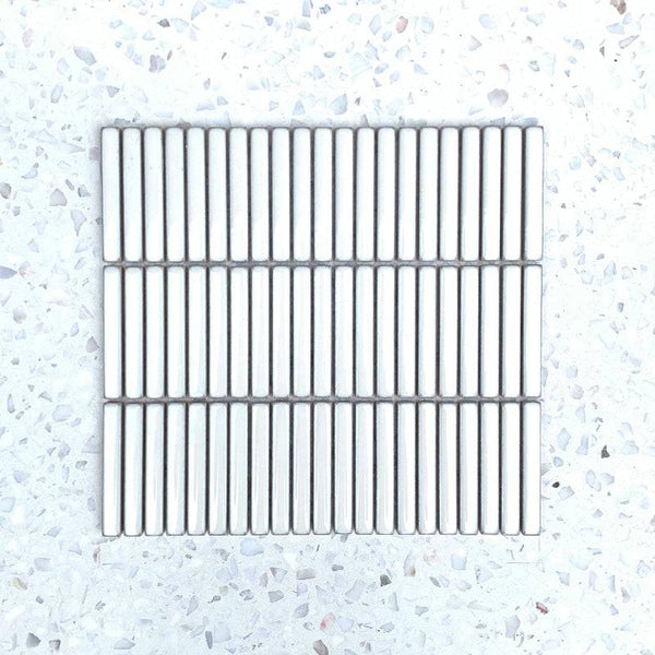 White Antique Stix Porcelain Mosaic 92x12 - Stone and Tile Projects