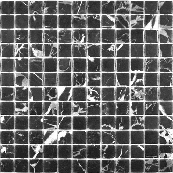 Zen Black Marble Glass Mosaic Pool Tile - Stone and Tile Projects