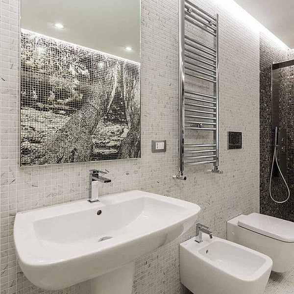 Zen Carrara Glass Mosaic Pool Tile - Stone and Tile Projects
