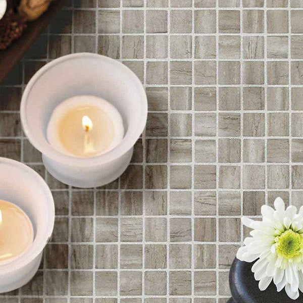 Zen Creamstone Glass Mosaic Pool Tile - Stone and Tile Projects