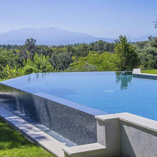 Zen Dolerite Glass Mosaic Pool Tile - Stone and Tile Projects