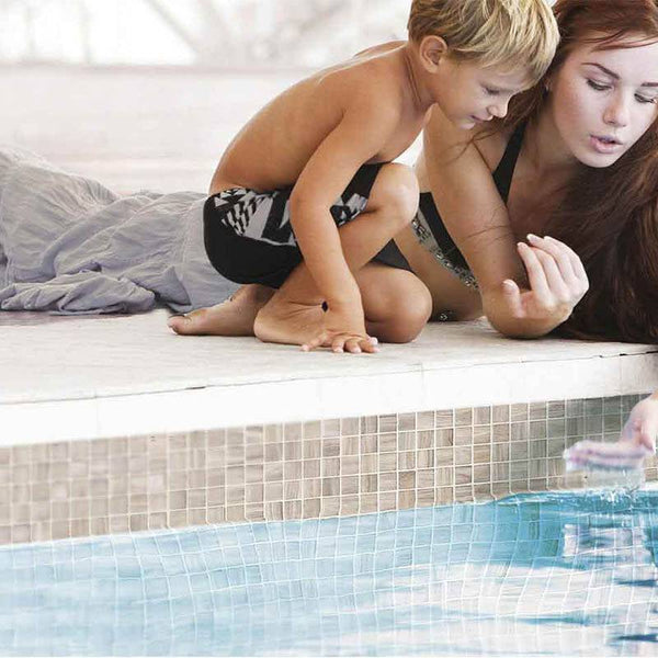 Zen Oak Glass Mosaic Pool Tile - Stone and Tile Projects