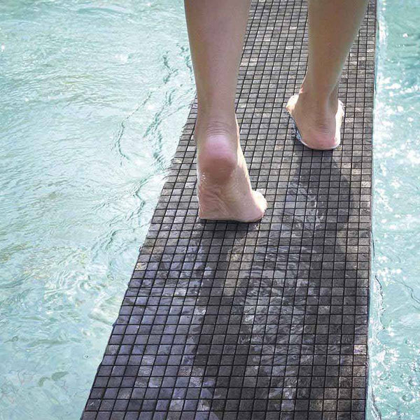 Zen Phyllite Glass Mosaic Pool Tile - Stone and Tile Projects