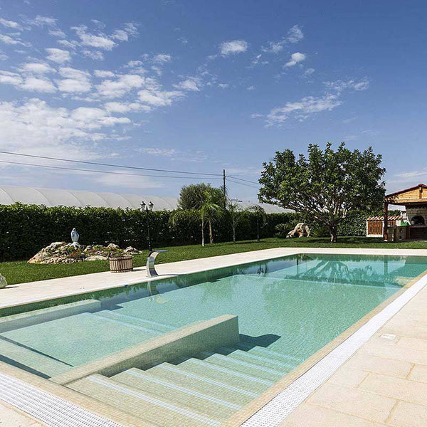 Zen Sandstone Glass Mosaic Pool Tile - Stone and Tile Projects