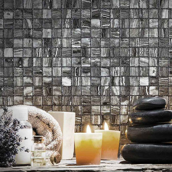 Zen Tigrato Glass Mosaic Pool Tile - Stone and Tile Projects