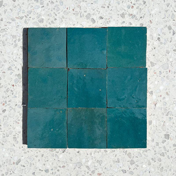 Morocco Aqua Blue Handmade Zellige 100x100 - Stone and Tile Projects