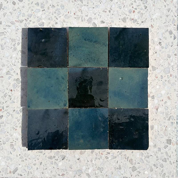 Morocco Ocean Blue Handmade Zellige 100x100 - Stone and Tile Projects