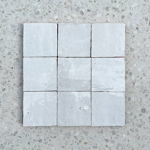 Morocco Snow White Handmade Zellige 100x100 - Stone and Tile Projects