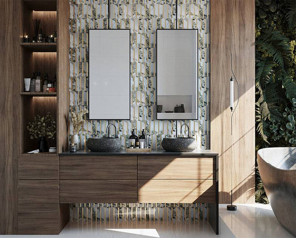 Arco Oro Calacatta Ice Jade Marble Mosaic - Stone and Tile Projects