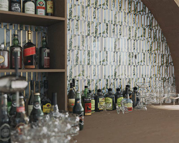 Arco Oro Calacatta Ice Jade Marble Mosaic - Stone and Tile Projects