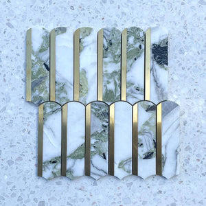 Arco Oro Calacatta Ice Jade Marble Mosaic - Stone and Tile Projects