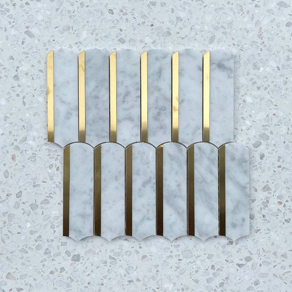 Arco Oro Carrara Bianco Marble Mosaic - Stone and Tile Projects