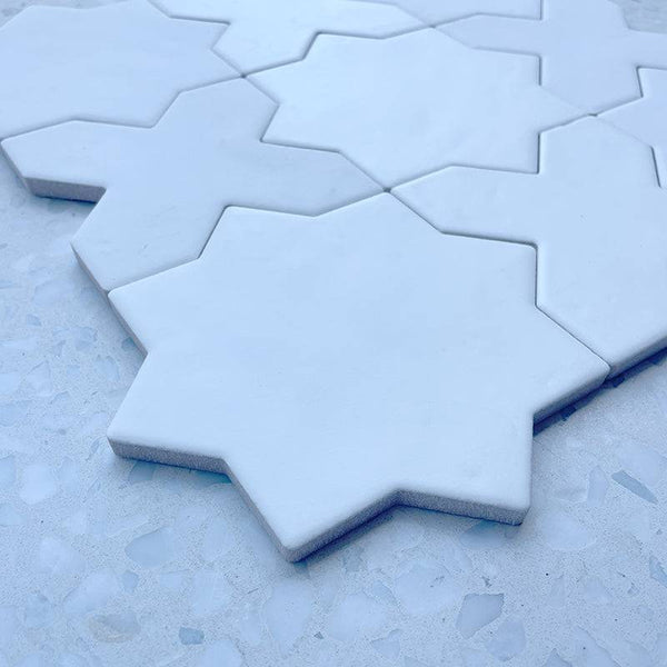 Bianco Moroccan Star and Cross Ceramic - Stone and Tile Projects