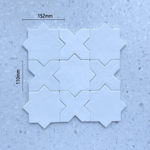 Bianco Moroccan Star and Cross Ceramic - Stone and Tile Projects