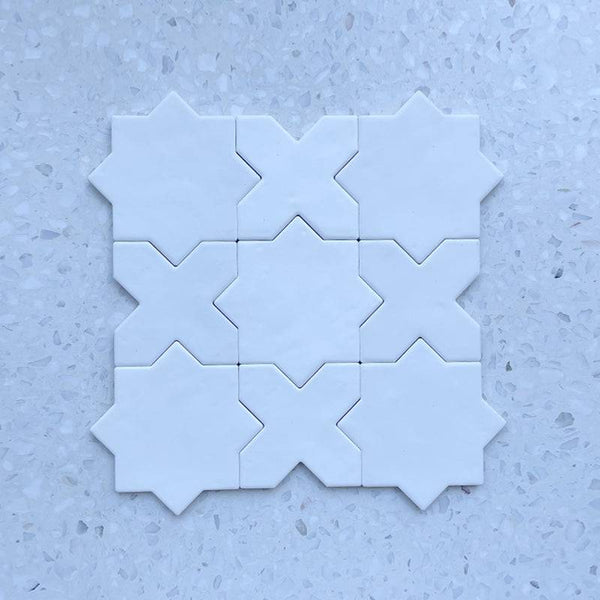 Bianco Moroccan Star and Cross Ceramic - Stone and Tile Projects