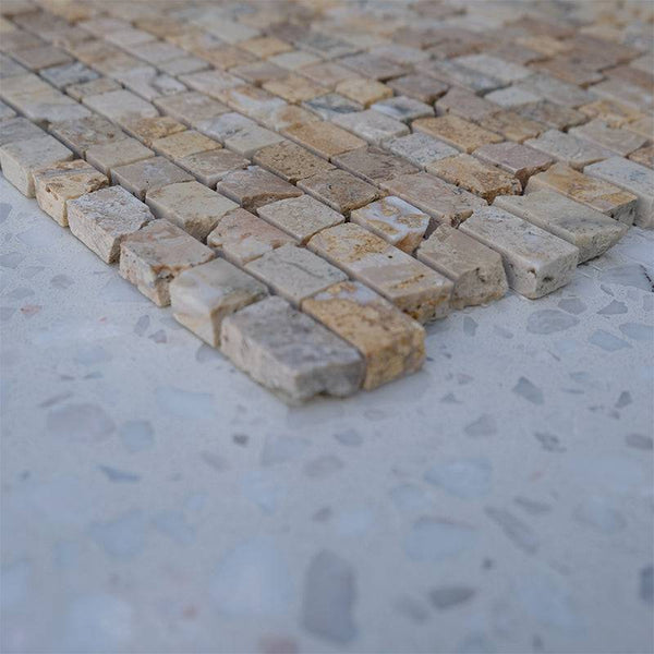 Cairo Mini Bricks Travatino Mosaic - Stone and Tile Projects