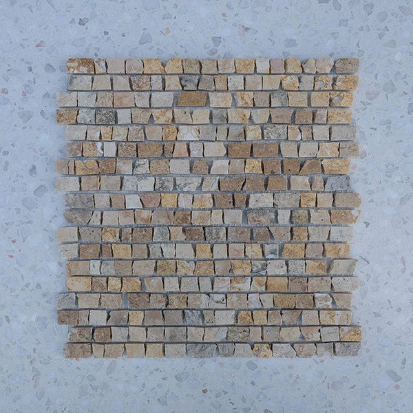 Cairo Mini Bricks Travatino Mosaic - Stone and Tile Projects