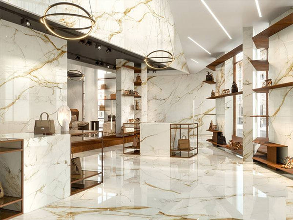 Calacatta Borghini Gold Italian Porcelain - Stone and Tile Projects