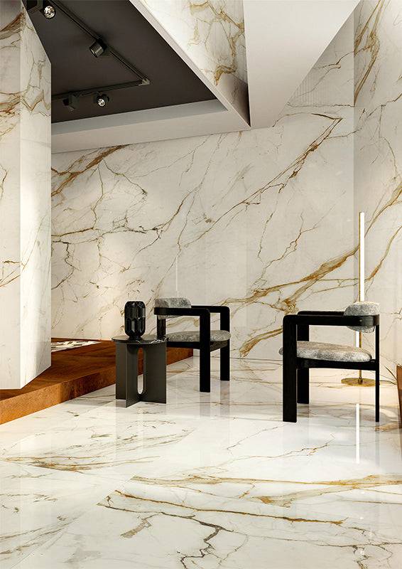 Calacatta Borghini Gold Italian Porcelain - Stone and Tile Projects