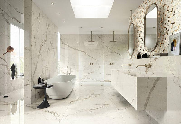 Calacatta Delicato Italian Porcelain - Stone and Tile Projects
