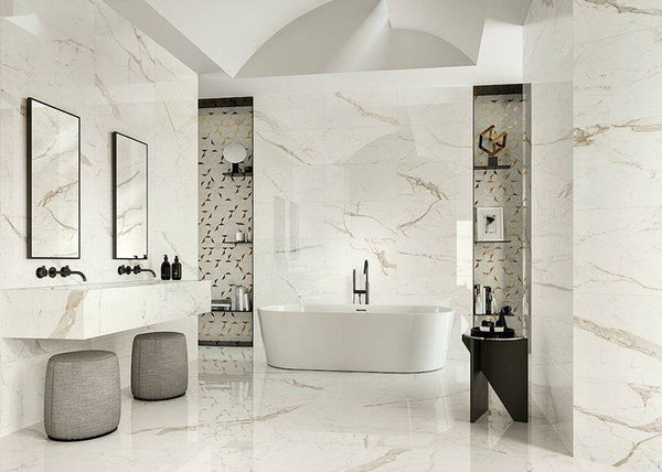 Calacatta Delicato Italian Porcelain - Stone and Tile Projects