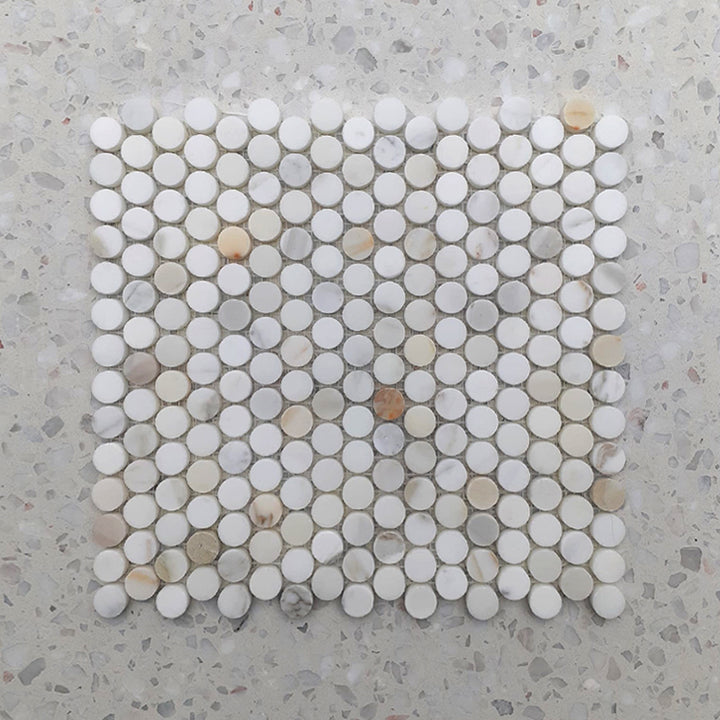Calacatta Gold Marble Penny Round Mosaic