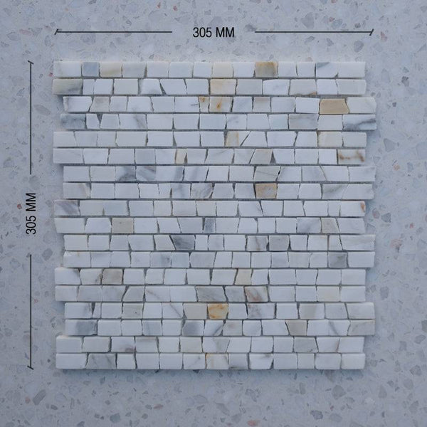 Calacatta Gold Mini Bricks Marble Mosaic - Stone and Tile Projects