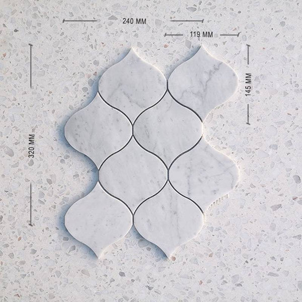 Carrara Bianco Arabesque Plus Marble Mosaic - Stone and Tile Projects