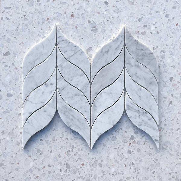 Carrara Bianco Bamboo Leaf Marble Mosaic - Stone and Tile Projects