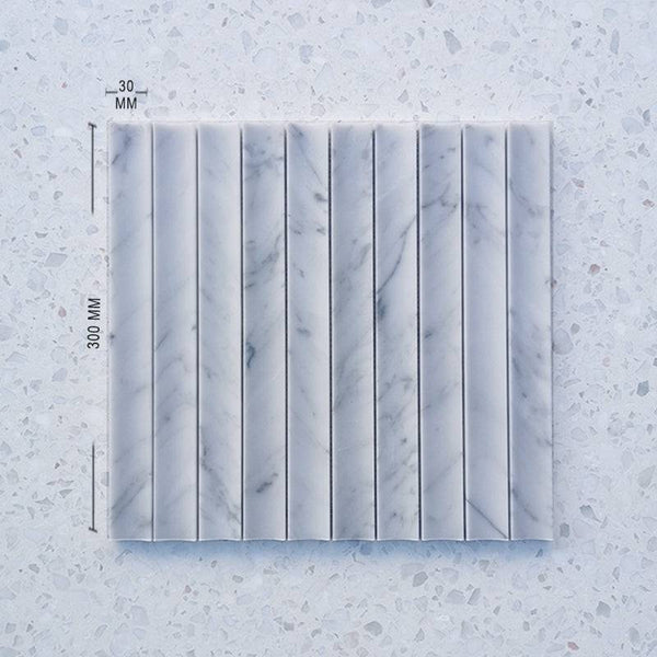 Carrara Bianco Flute Concave Marble Mosaic - Stone and Tile Projects