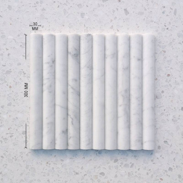 Carrara Bianco Flute Convex Marble Mosaic - Stone and Tile Projects
