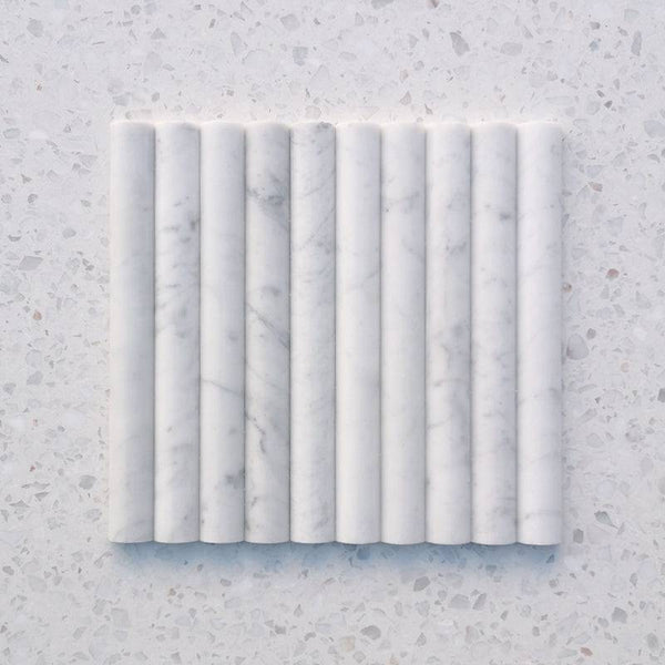 Carrara Bianco Flute Convex Marble Mosaic - Stone and Tile Projects