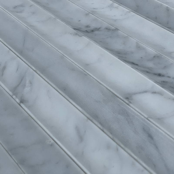 Carrara Bianco Marble Concave Flute Plus - Stone and Tile Projects