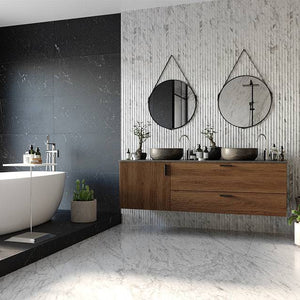 Carrara Bianco Marble Concave Flute Plus - Stone and Tile Projects