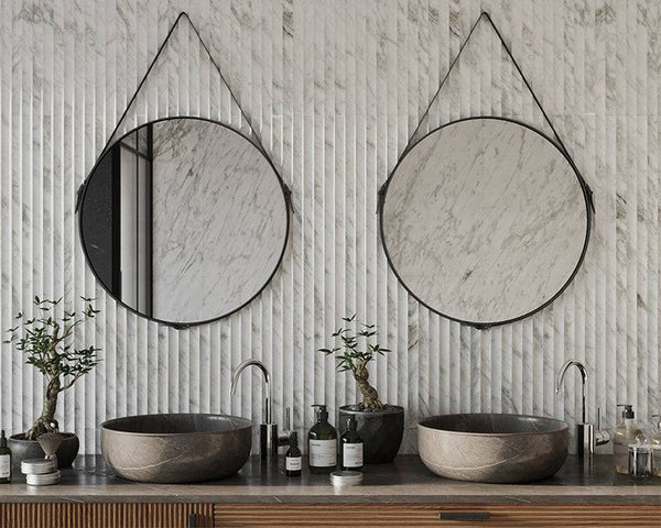 Carrara Bianco Marble Concave Flute Plus - Stone and Tile Projects